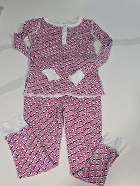 Roberta Roller Rabbit Girls Pink Skull Print Pajama Set Size 6 Pima Cotton